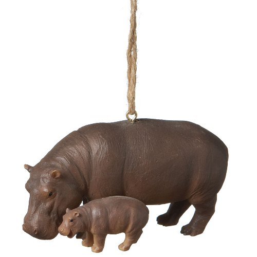 Mother and Baby Hippo Holiday Christmas Ornament Set of 2 Mother and Baby Hippo Holiday Christmas Ornament Set of 2