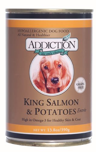Hypoallergenic Dog Food:Addiction King Salmon & Potatoes, Grain-Free Canned Dog Food (12/13.8 Ounce Cans)