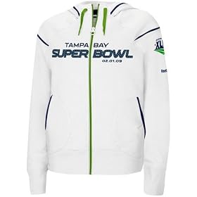 Reebok Ladies White Super Bowl XLIII Full Zip Dazzle Trim Hoody Sweatshirt