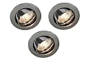 3er Set Alu Feuchtraum Halogen Einbauspots CHROM 80mm. Näve