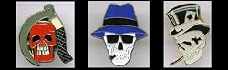 E - Gothic Skull Biker Hat Pin Set of 3-Motorcycle Pin Hat Vest Lapel Skull Set