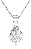 9ct White Gold 25Pt Diamond Cluster Pendant 18 Chain