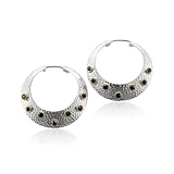 41fs5ihA4rL. SL160  14k Gold and Silver Round Disc Hoop Drop Diamond Earrings