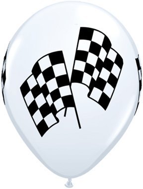 CHECKERED Flag Car NASCAR Stock RACE (6) LATEX Deluxe Quality Helium Balloons