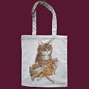 Orange Tabby Print Shoulder Tote Bag