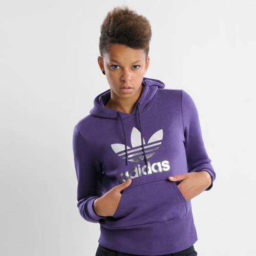 Adidas Damen Kapuzenpullover Trefoil, aubergine mel./metallic silver, 40, O57490 Preisvergleich