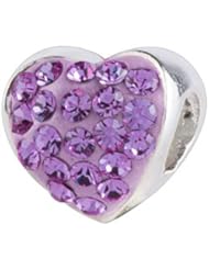 SilveRado(tm) BM004-7 Bling Heart Bling Purple Bead / Charm