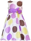 Rare Editions Girls 4-6x Purple Brown Dots Shantung Dress