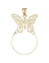 14K Yellow Gold Butterfly Charm Holder Pendant