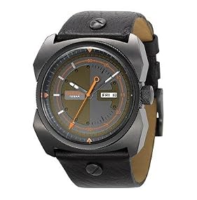 Diesel #DZ1239 Men's Brown IP Wide Case Analog Leather Strap Watch