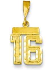 14K Gold Small Number 16 Charm Pendant FindingKing