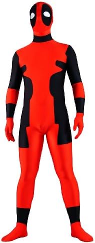 Halloween Deadpool Costume Lycra Spandex Back Zipper Full Body Zentaisuit Costume (Large)