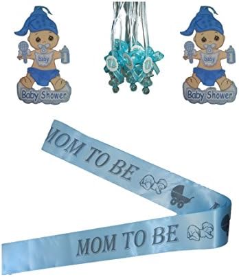 It s a Boy Baby Shower Unicorn Party Pack Blue Pacifier Necklace Game (12)