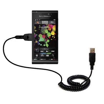 Coiled USB Cable for the Sony Ericsson Satio / Satio A with Power Hot Sync and Charge capabilities - uses Gomadic TipExchange Technology
