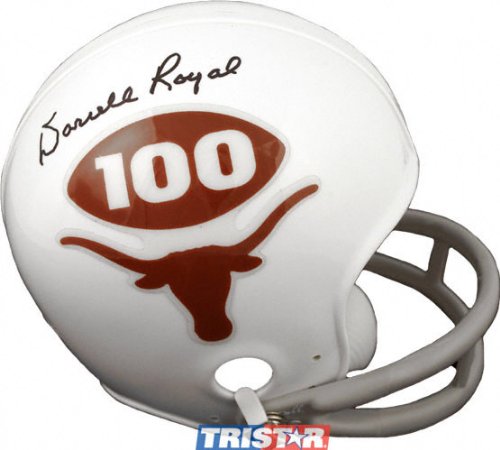 Darrell Royal Texas Longhorns Autogaphed 2-Bar Mini Helmet