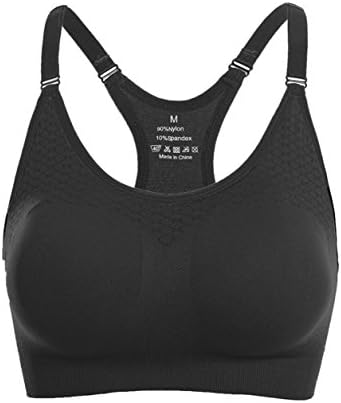 Women's Sports Bra Running Racerback Wirefree Camisole Padded Bras (XL, black)