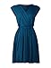 Allegra K Women Crossover Deep V Neck Elastic Waist Dress Dark Blue L