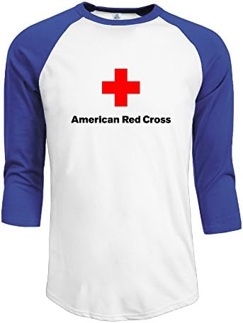 Texhood Men's ARC Amerian Red Cross Customized 100% Cotton 3/4 Sleeve Raglan Crew-Neck Summer T-Shirts RoyalBlue XL
