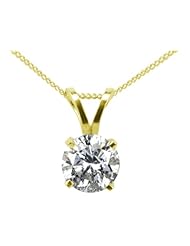 Diamond Solitaire Pendant Necklace 1 Carat (ctw) in 14K Yellow Gold with Chain