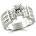DESIGNER INSPIRED CZ RING - Solitaire Baguette Sides CZ Engagement Ring