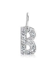 Bling Jewelry Sterling Silver CZ Pave Mini Block Alphabet Letter B Pendant