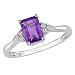 10K White Gold 1/10 Carat Diamond and Amethyst Ring