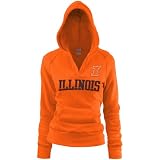 Illinois Fighting Illini Ladies Orange Rugby Distressed Deep V-neck Hoody Sweatshirt