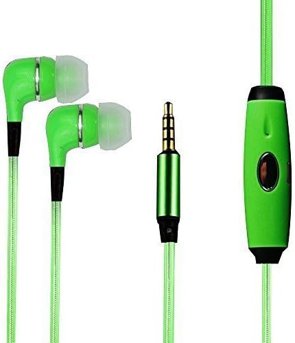 Mr Zhu In-Ear heavy bass music earphones with led Melody flash full El earphone with microphone and music control stereo led dynamic flashing headset earbud green