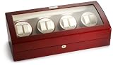 Diplomat Cherry Wood Eight Watch Winder with Off-White Leather Interior