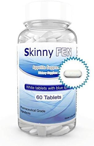 SkinnyFen - Free, Fast Shipping - Weightloss Appetite Suppressant Diet Aid Tablet - One 60 count bottle - White / Blue TABLETS (1 Month)