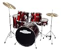 XDrum Session Semi (Schlagzeug Komplettset und Drumschool inkl. DVD) rot