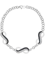 Black and White Diamond Infinity Bracelet in Sterling Silver (1/4 cttw)