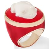 Hutton Wilkinson Balinese Love Simulated Ivory Red Enamel Ring