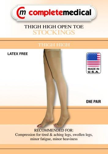 Complete Medical CM1686BEILG Firm Surgical Weight Stokings, Thigh Stayup Top Closed Toe, Large, 20-30mmhg