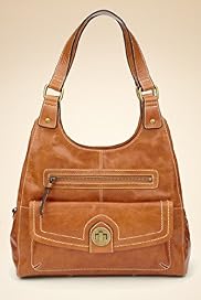 Leather Double Handle Twist Lock Hobo Bag