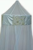 Mosquito Net Bed Canopy, Light Blue Embellished Patchwork Crown