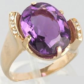 14K Yellow Gold 5.45 Ct Amethyst and Diamond Estate Ring by 