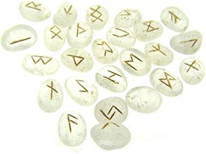 Crystal Quartz Gemstone Runes with Engraved Lettering