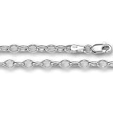 14K White Gold Oval Rolo Link Chain Bracelet – Width 3.2mm – Length 7 Inch