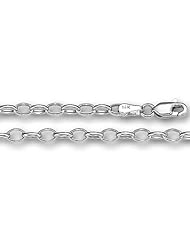 14K White Gold Oval Rolo Link Chain Bracelet - Width 3.2mm - Length 7 Inch