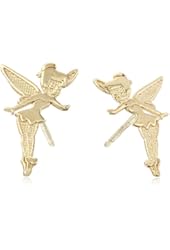 Disney Girls' Tinker Bell 14k Yellow Gold Stud Earrings