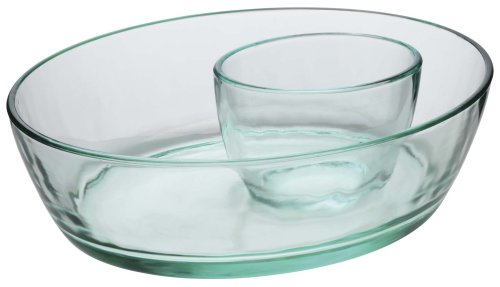 Luigi Bormioli Green Oval Chip and Dip Bowl
