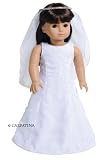 First Communion White Dress, Veil and Siler Tiara with Diamonds ~ Fits 18
