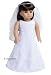 At the start Communion White Dress, Veil and Siler Tiara with Diamonds ~ Fits 18 American Girl Dolls