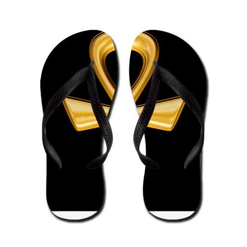 Tattoo Sandal: Artsmith, Inc. Kid's Flip Flops (Sandals) Egyptian Gold Ankh Black - Small