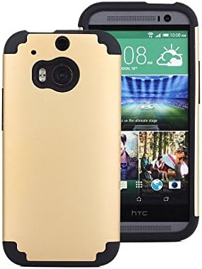 City View 2in1 Multi Tone Hybrid Skin Case Cover for HTC One M8 with Stylus Pen (Gold+Black)