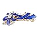 Rhinestone Accent Blue Leaves Detail Hair Clip Barrette for Lady Girls