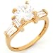 Cheap 14k Gold Baguette Sparkling Round CZ Engagement Ring On Sale