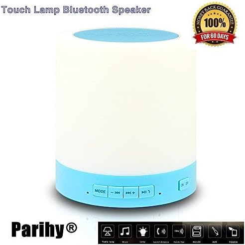 Night Light, Parihy® Night Light with Bluetooth Speaker, 3 Light Modes (Studying/Relaxation/Bedtime), Touch-Sensitive Control Panel, 1800mAh Battery for 10 Hours Music Playing and Lighting Lamp , Suport TF Card, Night Light for Kids (White+Blue)