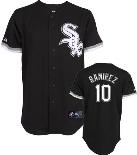 MLB Men's Chicago White Sox Alexei Ramirez Black Alternate Short Sleeve 6 Button Synthetic Replica Baseball Jersey Spring 2012  (Black, Large)